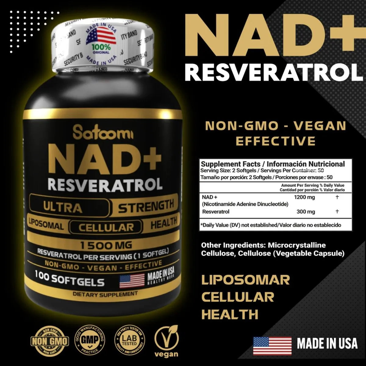 Suplemento Nad + Resveratrol 1500 Mg